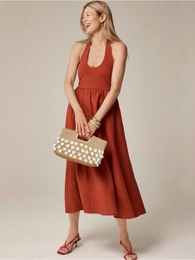 J. Crew Rust Red Halter Midi Dress